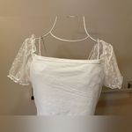 NWT Bodysuit with Sheer Polka Dot Puff Short Sleeves White Photo 1
