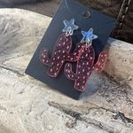 Pink & Silver Cactus Earrings Acrylic Lightweight Boho Handmade Jewelry Photo 1