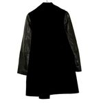 Vince  Black Leather-Sleeve Shawl Collar Wool Trench Minimalist Coat Size XS Photo 7