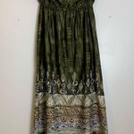 Mine Green & Brown Tropical Strapless Maxi Dress Photo 0