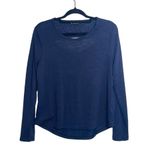 Athleta Breezy Navy Blue Cutout Back Long Sleeve Top Photo 0