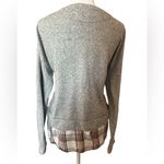 IZOD heathered sweatshirt with a faux layered plaid hem and a front tie detail L Photo 4