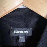 EXPRESS  Black Ribbed Knit Long Sleeve Mock Neck Asymmetric Sweater Midi Dress M Photo 12