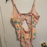 Celebrity Pink Ruched V-Neck One Piece Swimsuit Size XL Photo 4