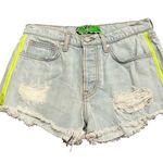 Free People NWT Sandrine Rose distressed light wash denim shorts neon zipper 26 Photo 0
