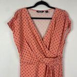 Lands' End Lands'‎ End Women's Maxi Dress Floral Print Faux Wrap Coral Pink Petite L Photo 1