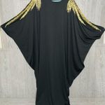 Muslim Hui Dubai Beaded Bat Sleeve Robe Plus Size Ladies Dress beach cover up Gold Photo 1