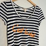 Banana Republic  T-Shirt C’est la Vie French Nautical Blue Stripe Summer Graphic Photo 1
