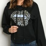 Cropped Leopard Lip Hoodie Black Size L Photo 5