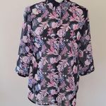 Attention  black floral button down size small Photo 0