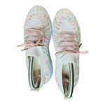 KNIT LACE‎ UP SNEAKERS PASTEL COLOR DETAILS PINK WHITE WOMEN'S SIZE 8.5 Photo 3