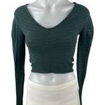 Free People NEW FP Movement Gone Adrift Green Striped Yoga Athletic Crop Top M Photo 0