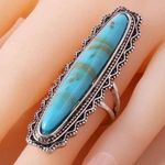 Antique Design Blue Long Ring Unique Photo 0