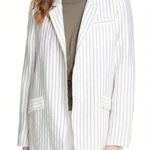 Joie  Blazer Womens‎ 6 White Darryl Linen Blend Lightweight Jacket New Striped Photo 0
