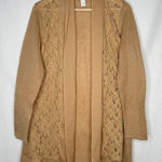 Chico's ‎ Luxe Lace Harriet Cardigan Sweater Camel Womens Size 1 (M/8) Wool Mohair Photo 0