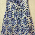 Hill House  100% Cotton Romantic Clean Juliana Blue Shell Mosaic Dress SZ Large Photo 5