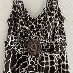 Enfocus Studio En Focus Studio Dress Size 8 Cow Print Sleeveless Fit And Flare Brown White Photo 1