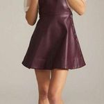 Anthropologie Maeve Faux Leather Pinafore In Plum NEW Size Small Photo 0