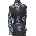 Cache Luxe Black Lace Sheer Illusion Lace Top Jacket White Trim New $228 NWT Photo 9