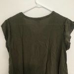 Buffalo David Bitton V-Neck Short Cap Sleeve Top Solid Olive Green Boho Small S Photo 9