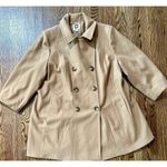 Anne Klein Women’s Double Breast Wool Blend Tan Mid Length Pea coat Size 2X EUC Photo 2