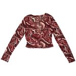 Almost Famous Vintage  Y2K Corset Sheer Crop Maroon Top Size‎ L Artsy Boho Chic Photo 1