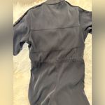 Adidas  Black Wide Leg Button Front Tie Waist Lace Inserts Jumpsuit Small Photo 5