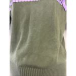 Modcloth  Olive Green Knit Puff Short Sleeve Sweater Light Purple Ribbon- Medium Photo 4