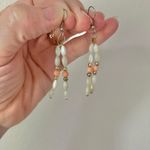 Vintage White Pink Dangle Pearlescent Earrings “Arwenne” Pastel Feminine Soft Jewelry Photo 8