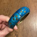 Target  Turquoise Wooden Bangle Bracelet with Brass Details Photo 4