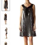 LARok Silver Black Ribbon Neckline Cocktail Dress Holiday Party Dress Metallic Size XS Photo 1