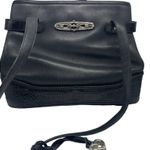 Brighton smooth black and croc embossed leather shoulder bag A202927 Photo 13