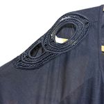 Avenue  Women‎ Tunic Top S Navy Cold Shoulder Crochet Sleeve Boho Chic Slouchy Photo 3