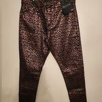 Banana Republic midrise skinny metallic leopard jean black copper Size 27 short Photo 0