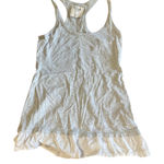 Abercrombie & Fitch Y2K XS Gray Tank Top Cream Ruffle Trim Casual Photo 0