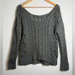 Free People  Women’s Chunky Open Cable Knit Mohair Wool Blend Sweater Gray Sz M Photo 0