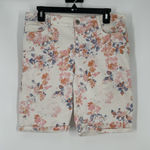 J Jill Jjill Floral Flowers Denim Jean Shorts Jorts Size 10 32 10"‎ Inch Inseam Photo 0