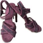 ZARA  Sheer Instep Straps Suede Stiletto Sandals Burgundy Red Women's Size 37 US Photo 0