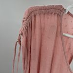 Main Strip Pink Maxi Dress M Swiss dot tiered keyhole back cottage prairie boho Photo 7