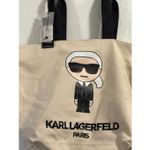 Karl Lagerfeld NWT  PARIS KRISTEN CREAM  CANVAS LARGE SHOPPING TOTE BAG 19x13 Photo 1
