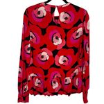 Kate Spade Deco Rose Peplum Blouse Top Floral Long Sleeve Red Size 0 Feminine Photo 3