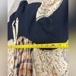 POL Mixed Fabric and Print Zip Up Hooded Top in Navy Medium Boho Bohemian Hippie Photo 7