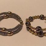 Lot Of 2 Women’s Stretchy Spiral Bracelets Beaded Two Tone Photo 0