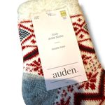 Auden NWT Fair Isle Ankle Socks Women’s Gray White Red Double Lined Cozy Knit Photo 2