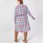 Lane Bryant Gray Pink&Blue Plaid Button Front Shirt Dress Sz.28W NWT Photo 2