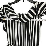 New York Co Jumpsuit Womens XS Black White Striped Off Shoulder Wide Leg Modern Photo 4