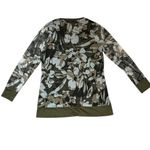 Chico's  Women's Sz‎ 1 Floral Sheer Cardigan Cover Up Olive Green Button Front Med Photo 9