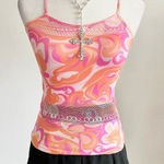 Vintage Y2K Butterfly Tank Top 2000s Retro Fairycore Whimsical Small Orange Photo 0