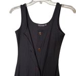 Pretty Little Thing  Dress Womens US 0 Black Ribbed Button Front Bodycon Midi Tank Photo 8