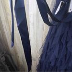 Teeze Me  Size 13 Floral Embroidered Layered Tull Belted Halter Neck Evening Gown Photo 11